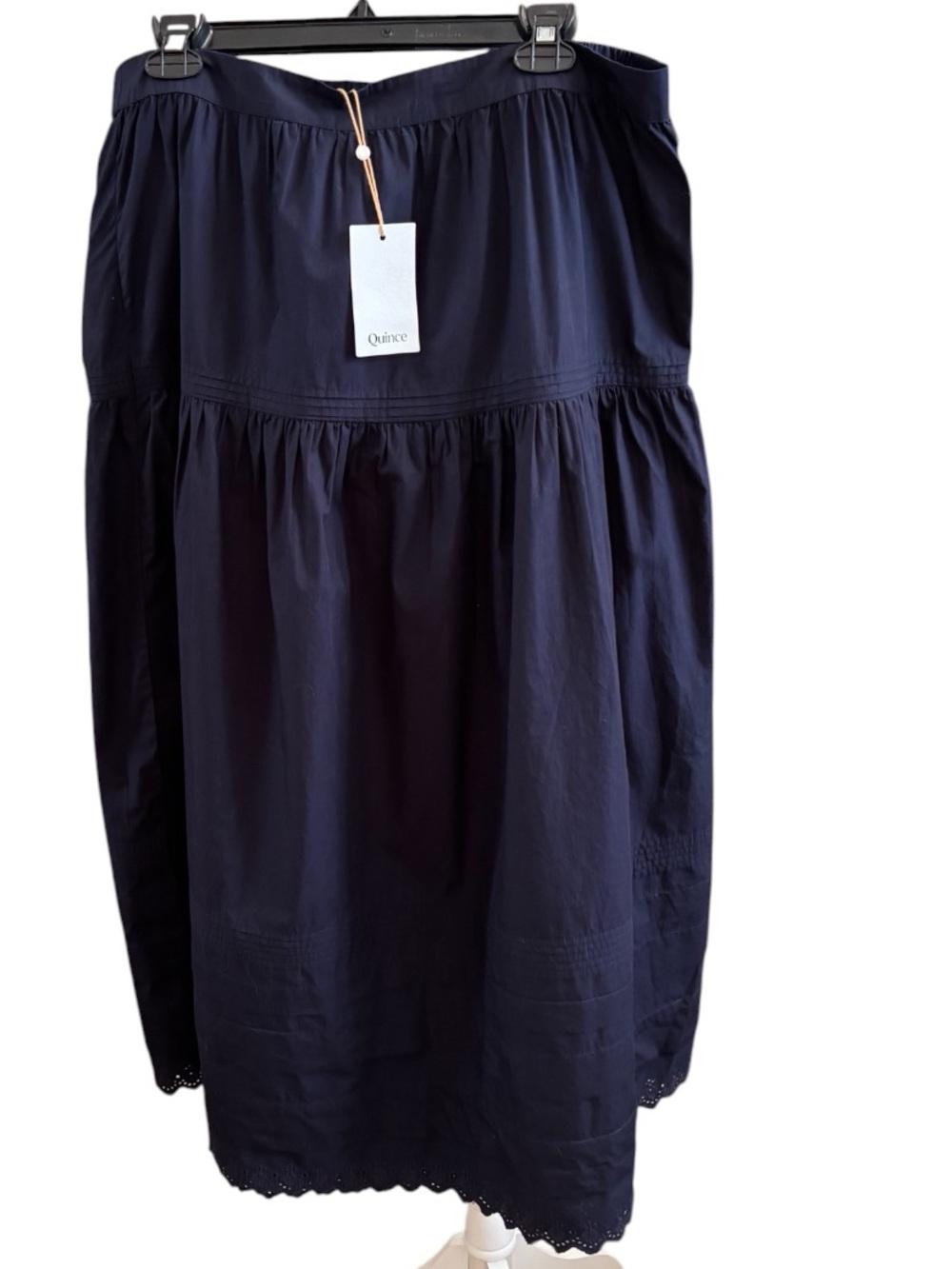 Quince 100% Organic Cotton Poplin Pintuck Maxi Skirt in Navy Blue Size XL. NWT - Picture 7 of 14